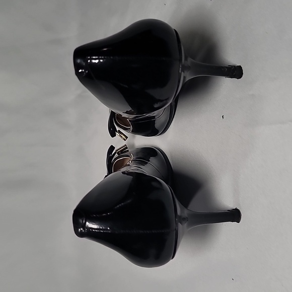 💚💚 Michael Kors Black Patent Leather Stiletto Pumps With Bow Detail Size 5M - Picture 3 of 7